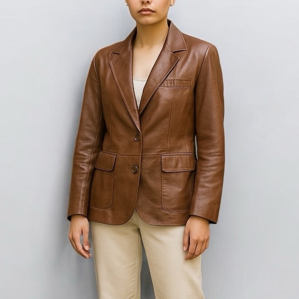 VINTAGE 70s Porsha by Winer 100% Top Grain Brown Leather Jacket